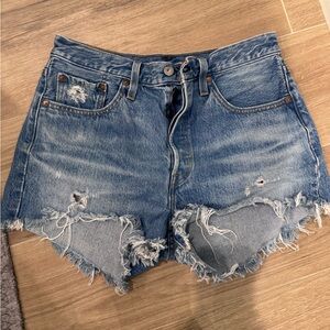 Levi's Blue Distressed Jean Shorts